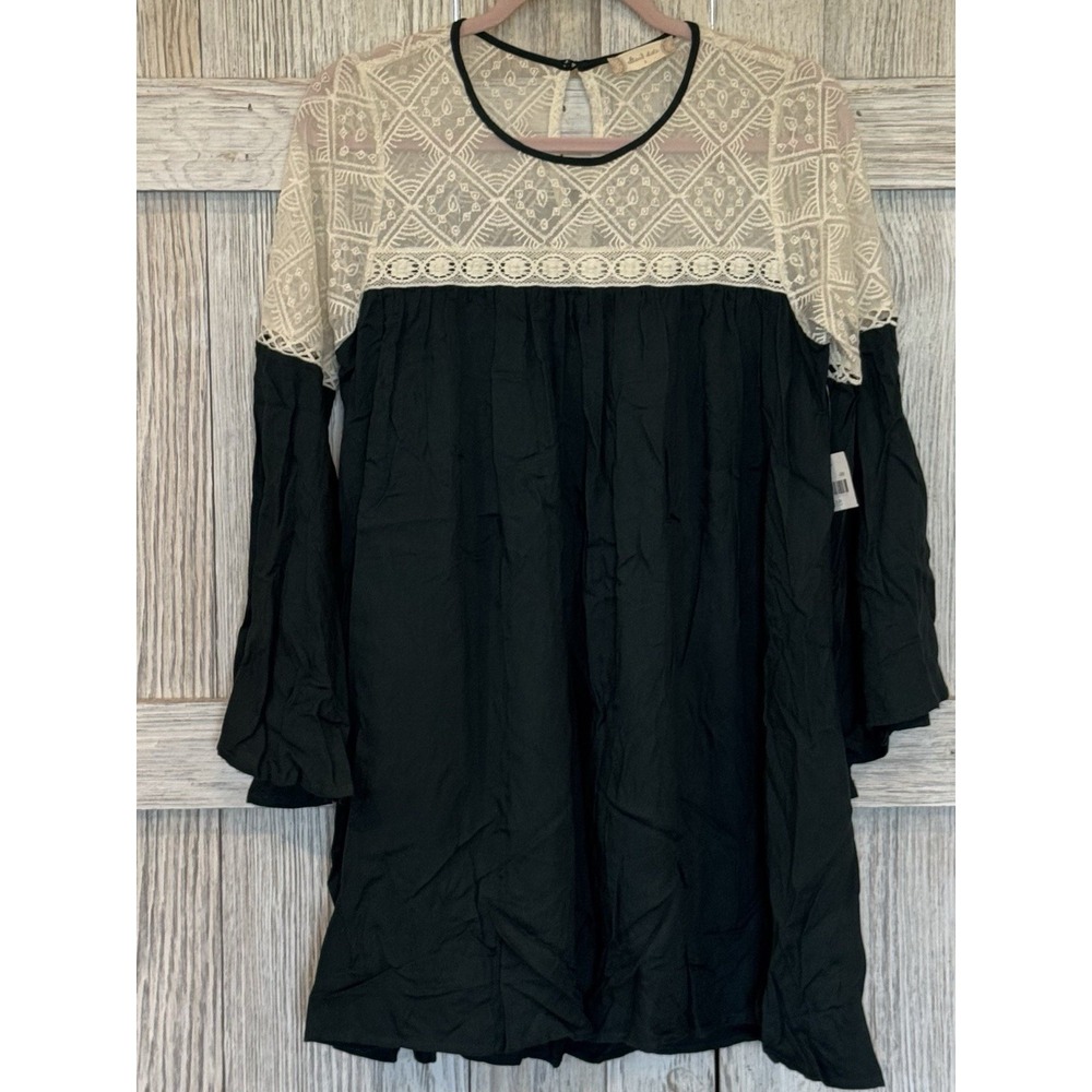 Altar'd State Green Lace Shift Dress Tunic Bell Sleeves Size S NWT